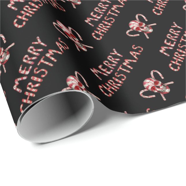 Candy Cane Sugar Skull  Wrapping Paper (Roll Corner)