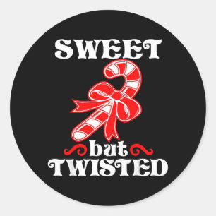 Candy Cane Sweet But Twisted Funny Christmas Short Classic Round Sticker