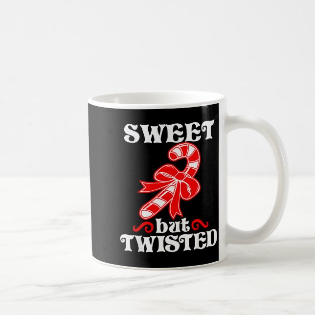 Candy Cane Sweet But Twisted Funny Christmas Short Coffee Mug (Right)
