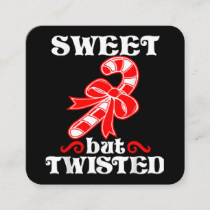 Candy Cane Sweet But Twisted Funny Christmas Square Business Card