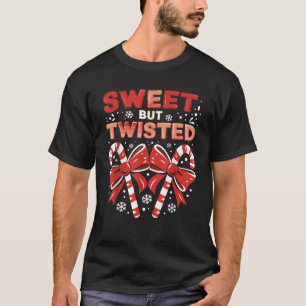Candy Cane Sweet But Twisted Funny Christmas T-Shirt