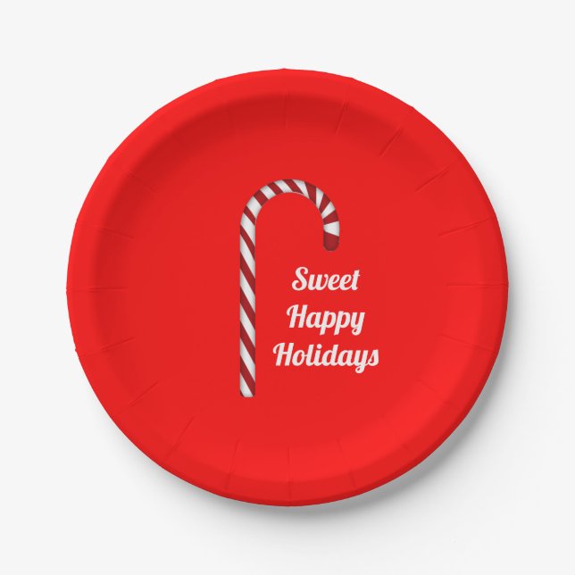 Candy Cane Sweet Holidays Paper Plates (Front)