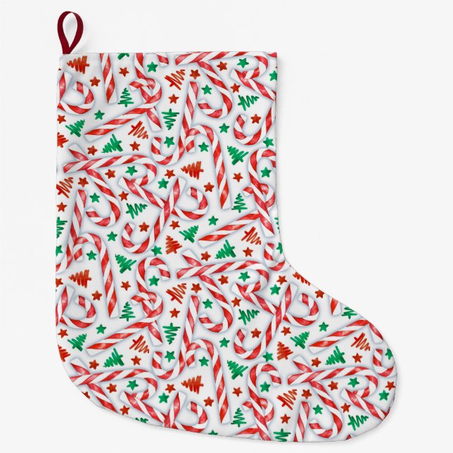 Candy Cane Sweetness Large Christmas Stocking (Front)
