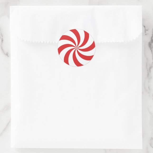 Candy cane swirl classic round sticker (Bag)
