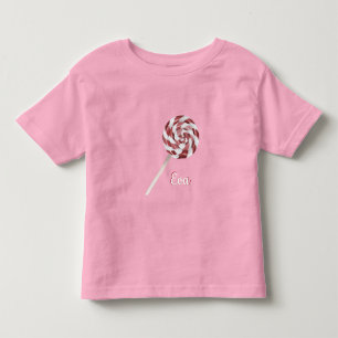 Candy Cane Swirl Lollipop with Name Toddler T-shir T-Shirt