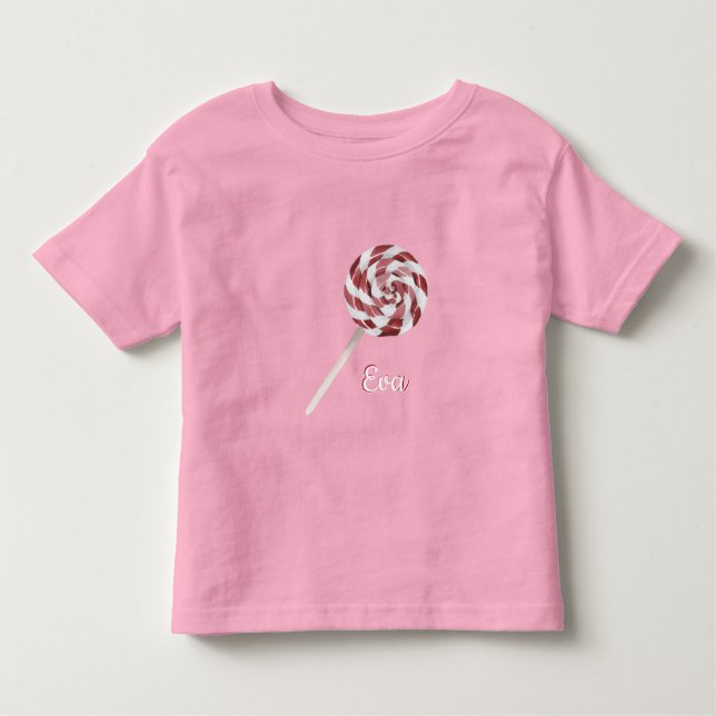 Candy Cane Swirl Lollipop with Name Toddler T-shir T-Shirt (Front)