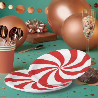 Candy cane swirl paper plate