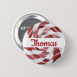 Candy Cane Swirl with Name 6 Cm Round Badge