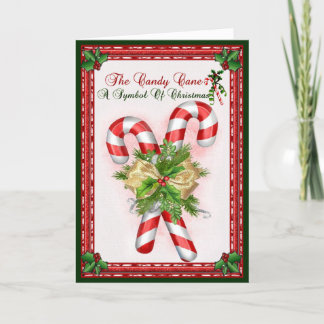 Candy Cane Symbol Of Christmas Greeting Holiday Card