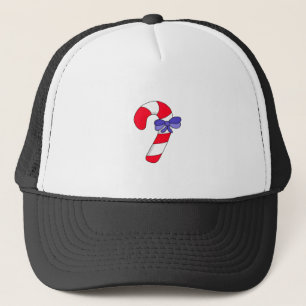 Candy cane trucker hat