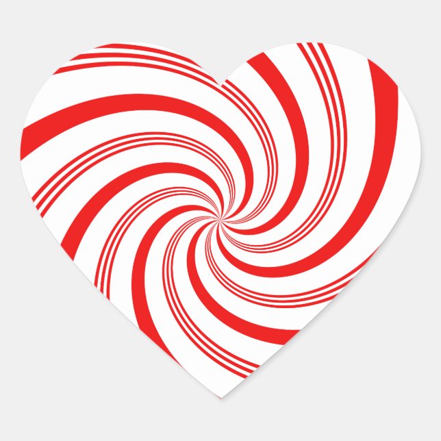 Candy Cane Twirl Heart Sticker (Front)