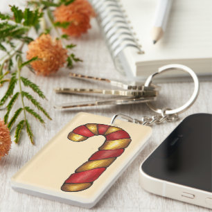 Candy Cane Twist Christmas Cookie Holiday Baking Key Ring