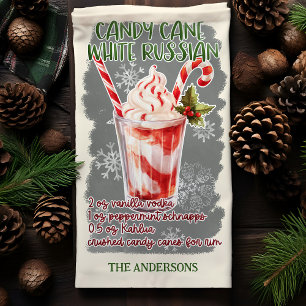 Candy Cane White Russian Christmas Cocktail Recipe Tea Towel
