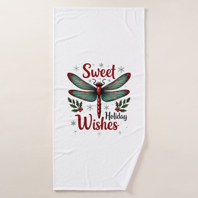 Candy Cane Wings Dragonfly Bath Towel (Bath Towel)