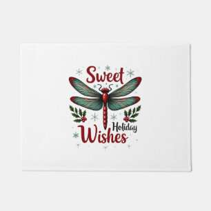 Candy Cane Wings Dragonfly Doormat