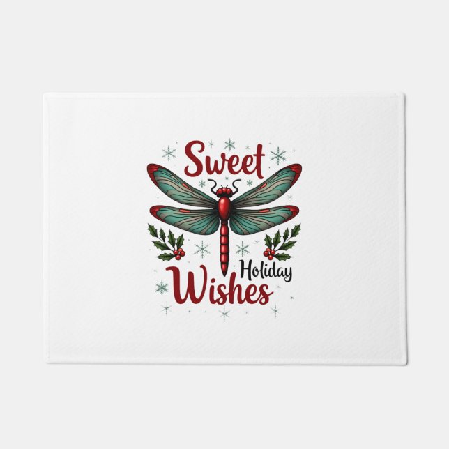 Candy Cane Wings Dragonfly Doormat (Front)