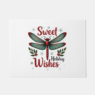 Candy Cane Wings Dragonfly Doormat