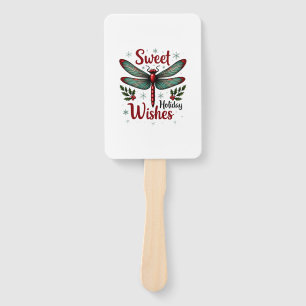 Candy Cane Wings Dragonfly Hand Fan