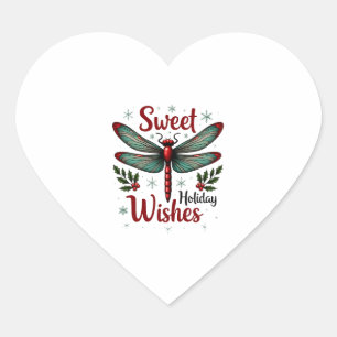 Candy Cane Wings Dragonfly Heart Sticker