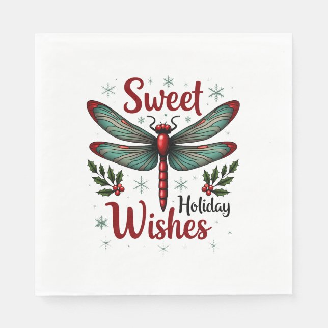 Candy Cane Wings Dragonfly Napkin (Front)