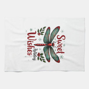 Candy Cane Wings Dragonfly Tea Towel