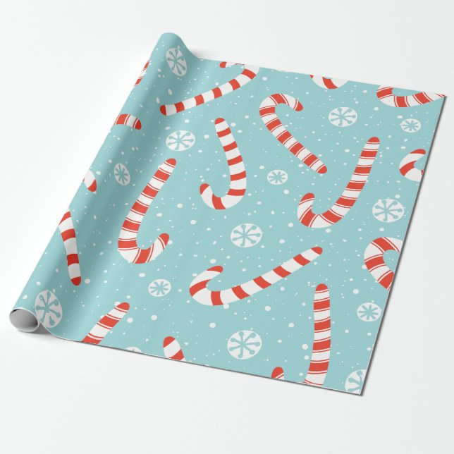 Candy Cane Winter Delight Wrapping Paper (Unrolled)