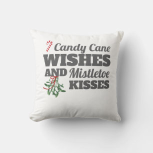 Candy Cane Wishes and Mistletoe Kisses Christmas G Cushion