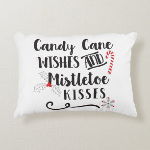 candy cane wishes and mistletoe kisses decorative cushion