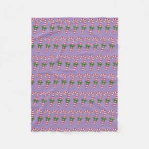 Candy Cane with Green Ribbon Fleece Blanket