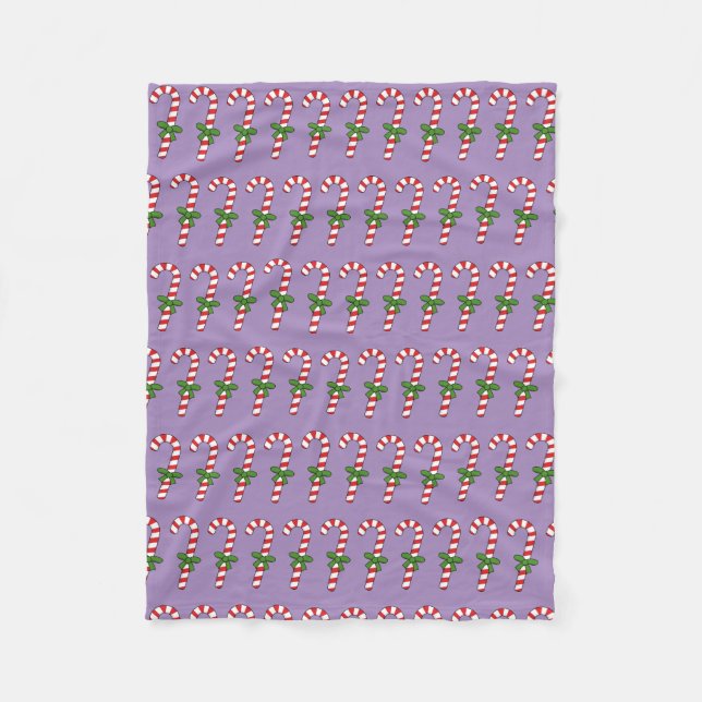 Candy Cane with Green Ribbon Fleece Blanket (Front)