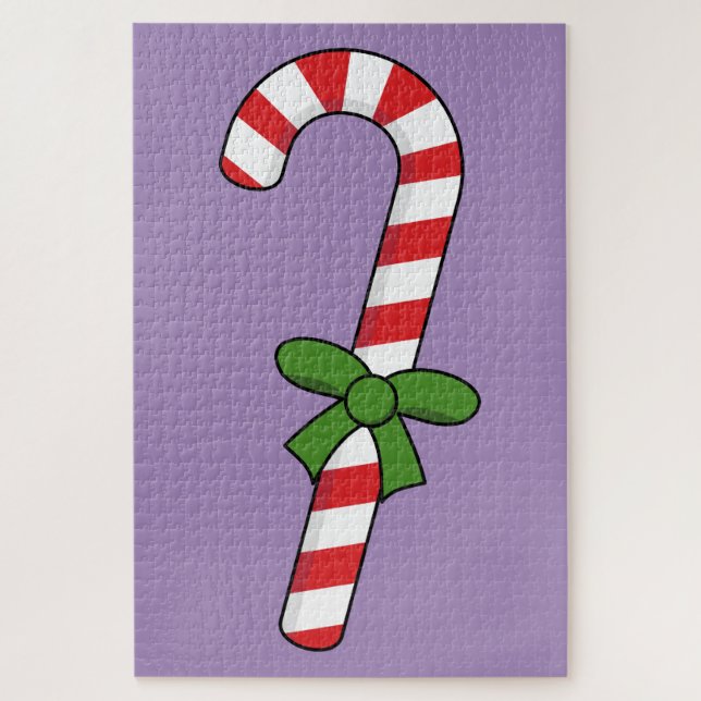 Candy Cane with Green Ribbon Jigsaw Puzzle (Vertical)