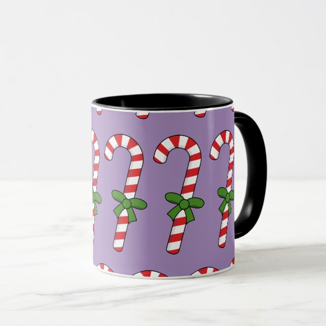 Candy Cane with Green Ribbon Mug (Front Right)