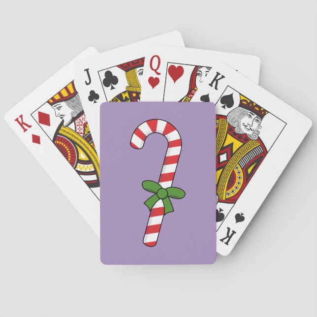 Candy Cane with Green Ribbon Playing Cards (Back)
