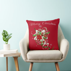 Candy Cane with Red Personalised Cushion