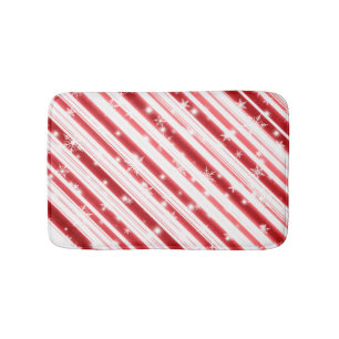 Candy cane with Stars and Snowflakes Bath Mat