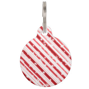 Candy cane with Stars and Snowflakes Pet Tag