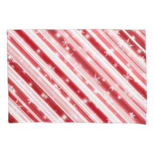 Candy cane with Stars and Snowflakes Pillowcase