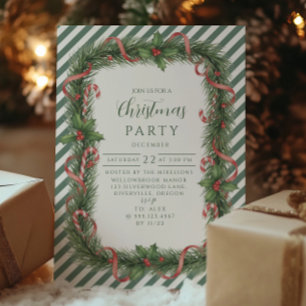 Candy Cane Wreath Christmas Invitation