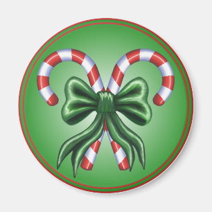 Candy Canes and Bow Magnet