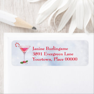 Candy Canes and Cocktail Christmas Return Address Label