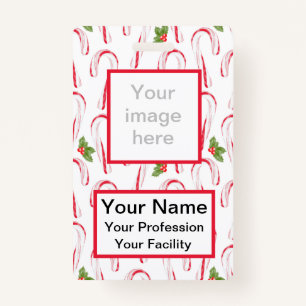 Candy Canes and Holly Badge ID Badge