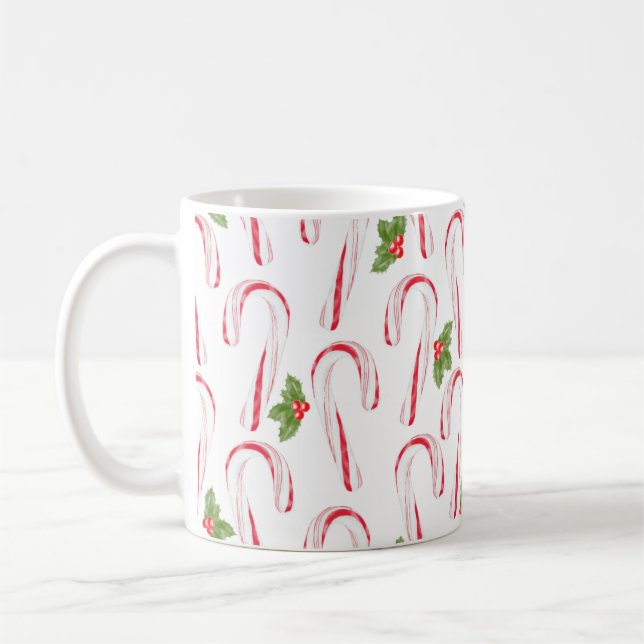Candy Canes and Holly Coffee Mug (Left)