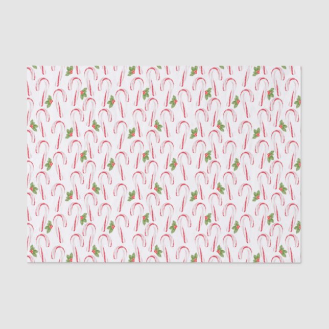 Candy Canes and Holly Tissue Paper (Front)