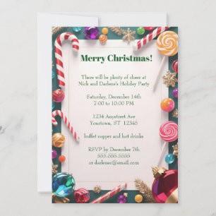Candy Canes and Lollipops Christmas Party Invitation