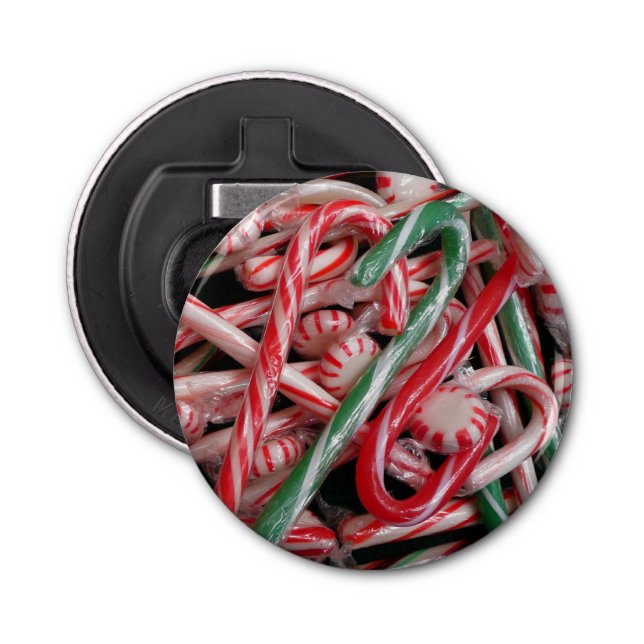 Candy Canes and Peppermints Christmas Holiday Bottle Opener (Front)