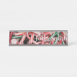 Candy Canes and Peppermints Christmas Holiday Desk Name Plate