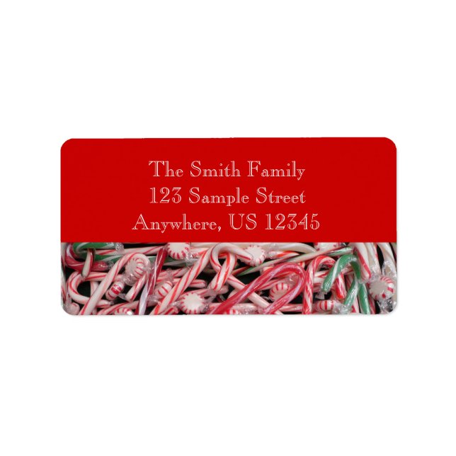 Candy Canes and Peppermints Christmas Holiday Label (Front)
