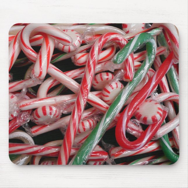 Candy Canes and Peppermints Christmas Holiday Mouse Pad (Front)