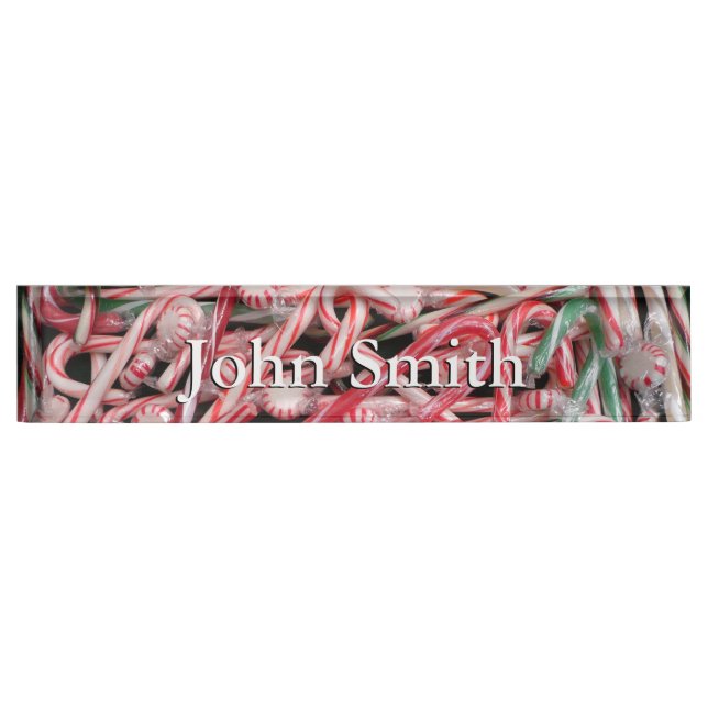Candy Canes and Peppermints Christmas Holiday Nameplate (Front)