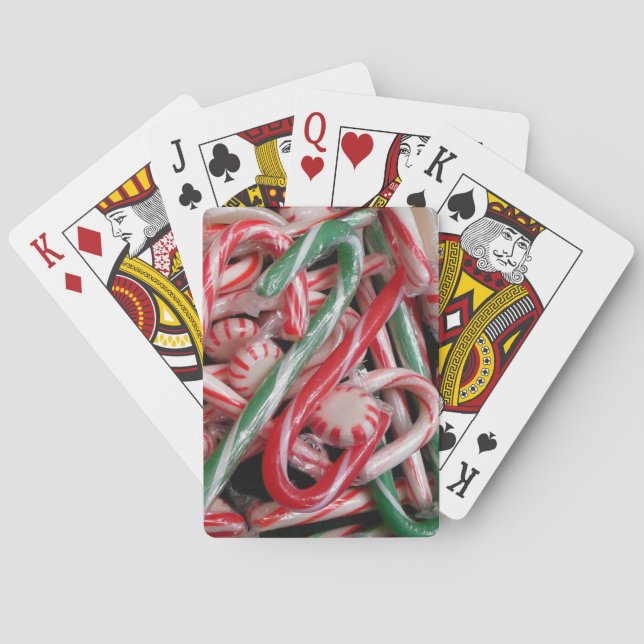 Candy Canes and Peppermints Christmas Holiday Playing Cards (Back)